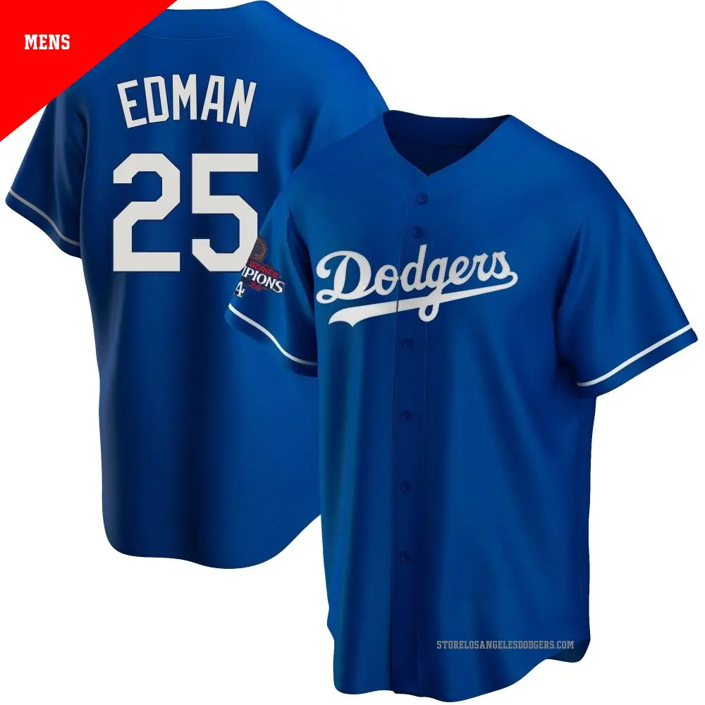 Men's ＃25 Tommy Edman Los Angeles Dodgers Royal Replica Alternate 2024 World Series Champions Jersey