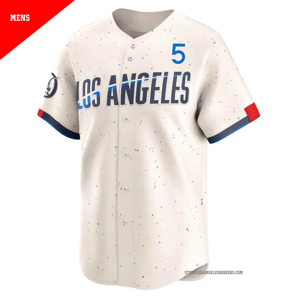 Men s 5 Freddie Freeman Los Angeles Dodgers Cream Limited 2024 City Connect Jersey