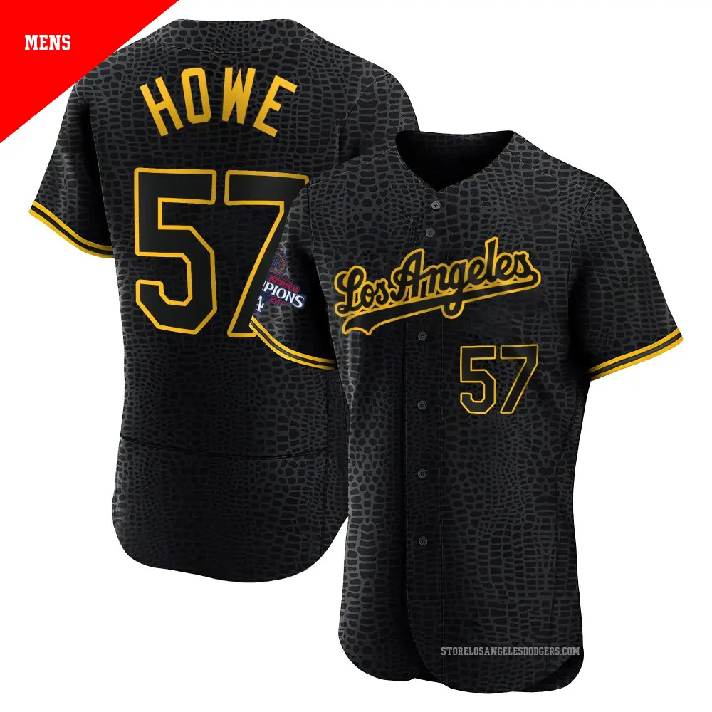 Men's ＃57 Steve Howe Los Angeles Dodgers Black Authentic Snake Skin City 2024 World Series Champions Jersey