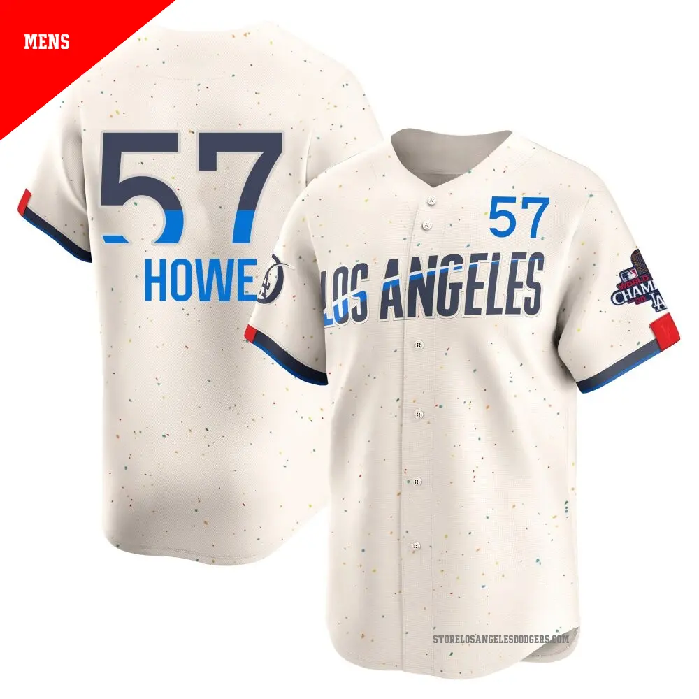 Men's ＃57 Steve Howe Los Angeles Dodgers Cream Limited 2024 City Connect World Series Champions Jersey