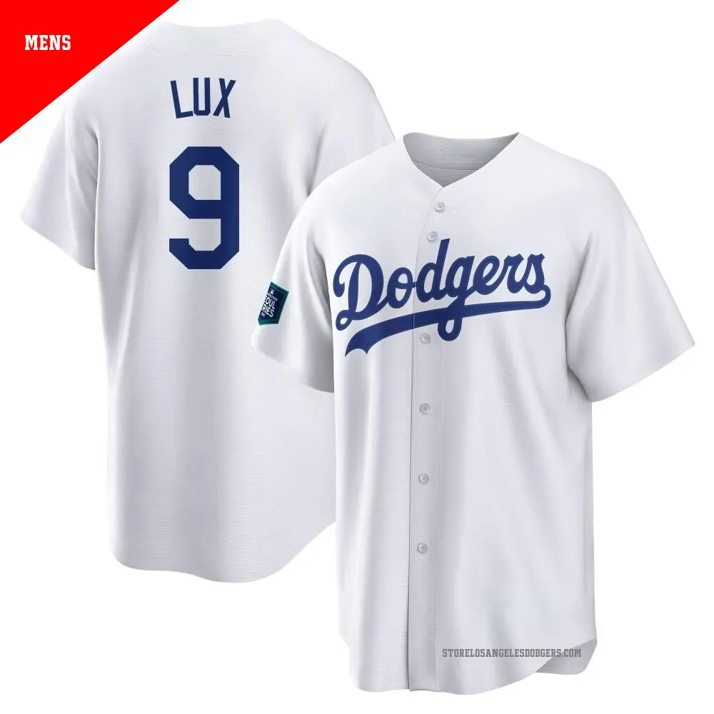 Men's #9 Gavin Lux Los Angeles Dodgers White Replica 2024 World Tour Seoul  Series Home Jersey