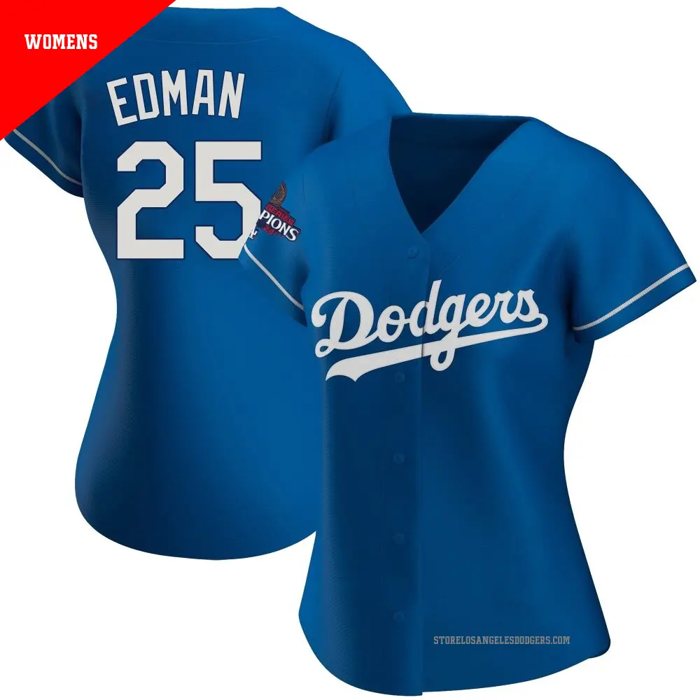 Women's ＃25 Tommy Edman Los Angeles Dodgers Royal Authentic Alternate 2024 World Series Champions Jersey