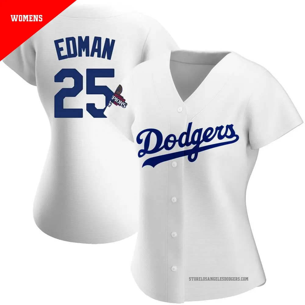 Women's ＃25 Tommy Edman Los Angeles Dodgers White Authentic Home 2024 World Series Champions Jersey