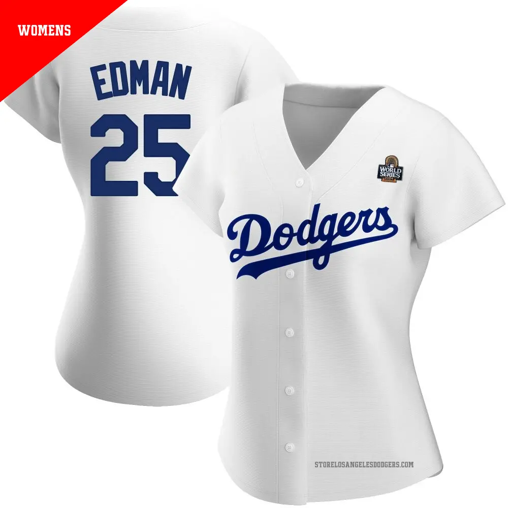 Women's ＃25 Tommy Edman Los Angeles Dodgers White Authentic Home 2024 World Series Jersey