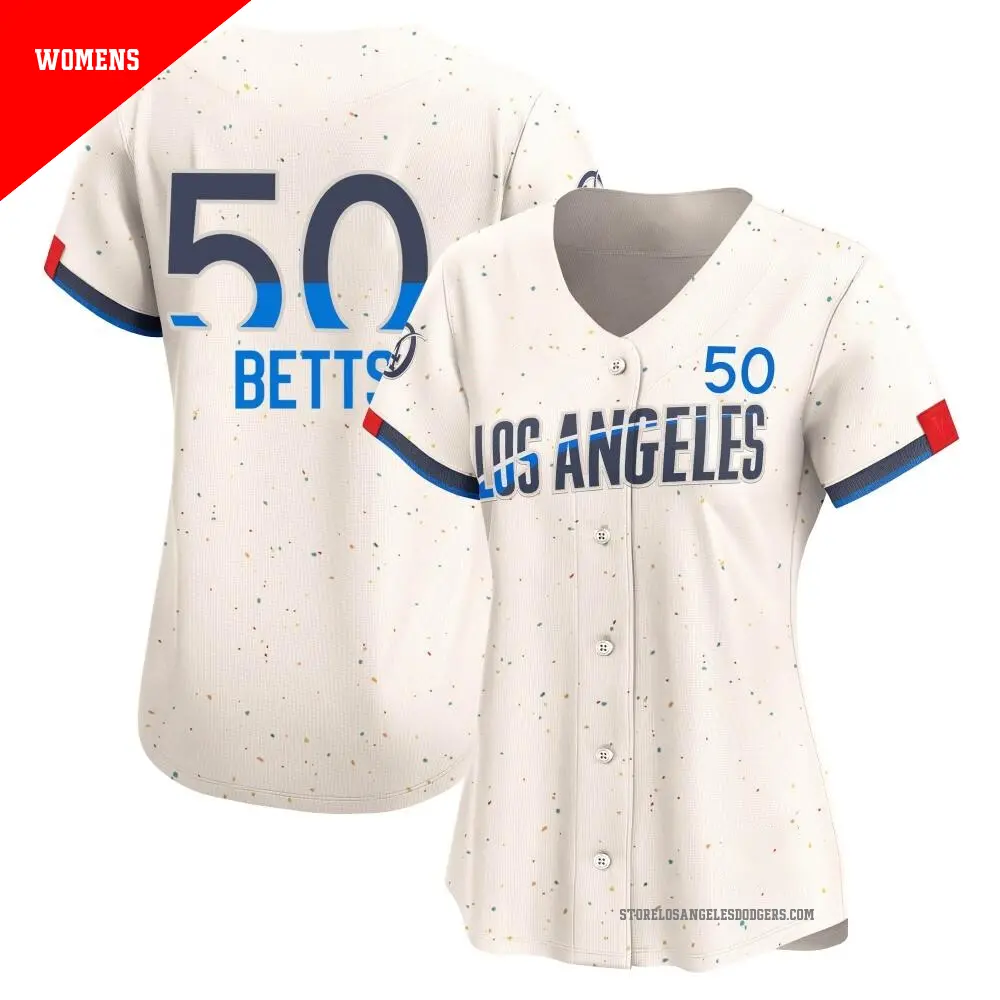 Women's #50 Mookie Betts Los Angeles Dodgers Cream Limited 2024 City  Connect Jersey