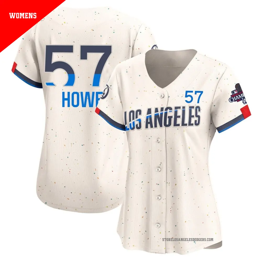 Women's ＃57 Steve Howe Los Angeles Dodgers Cream Limited 2024 City Connect World Series Champions Jersey