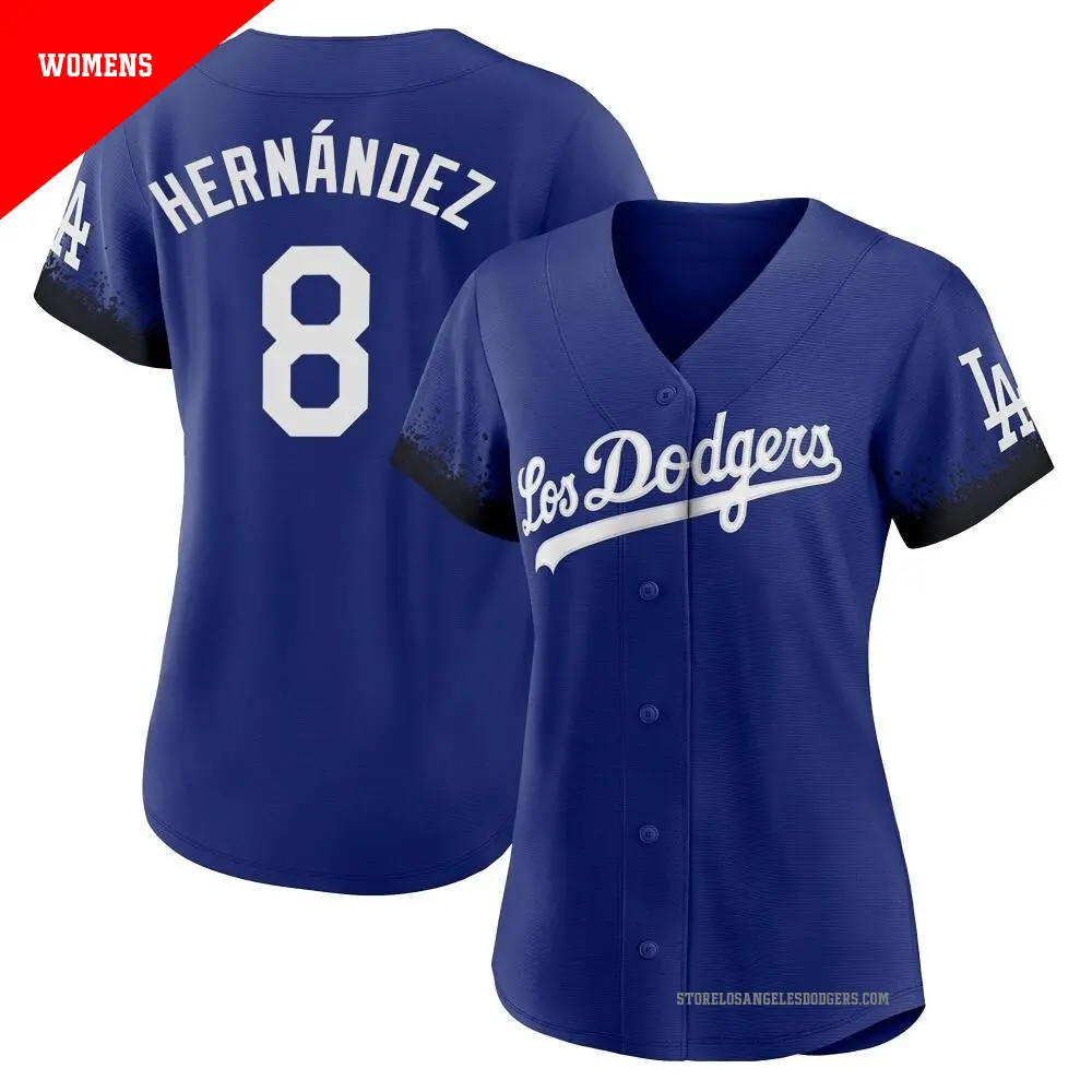 Women s 8 Enrique Hernandez Los Angeles Dodgers Royal Replica 2021 City Connect Jersey