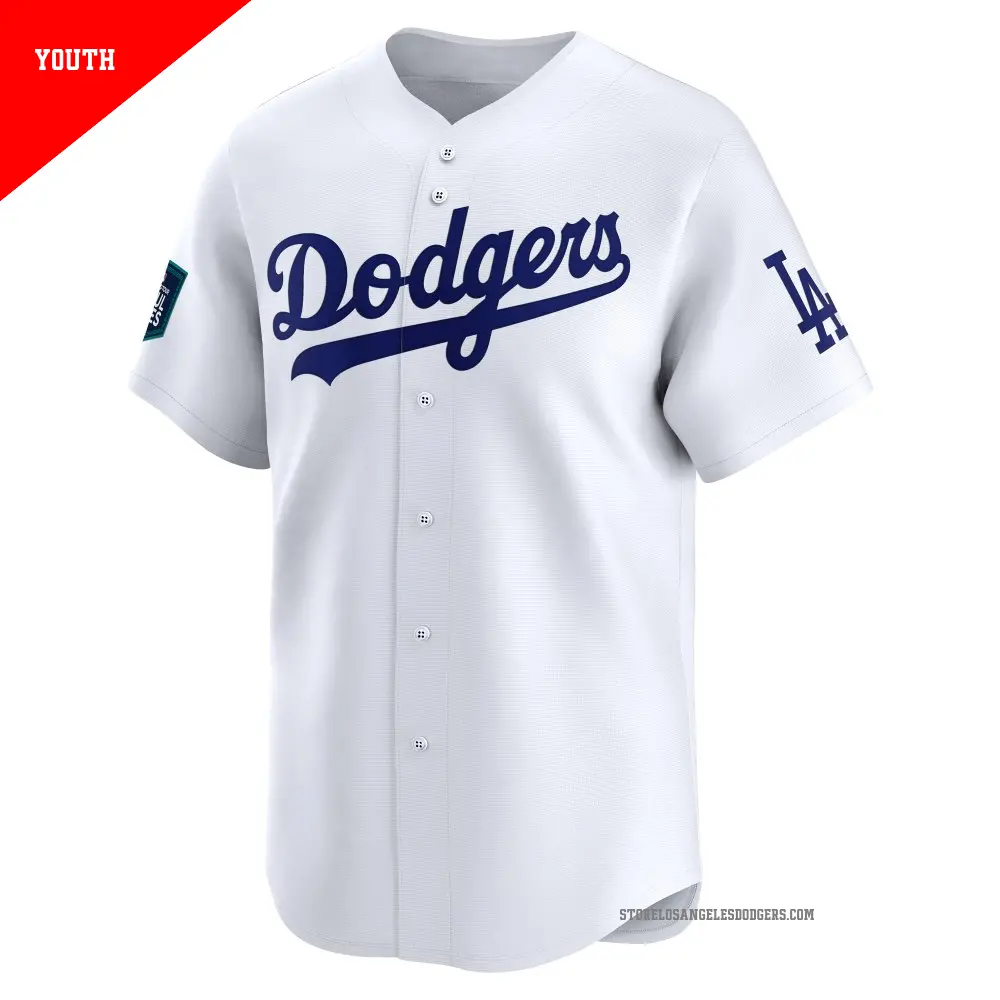 Youth 28 Franklin Gutierrez Los Angeles Dodgers White Replica 2024 World Tour Seoul Series Home Jersey